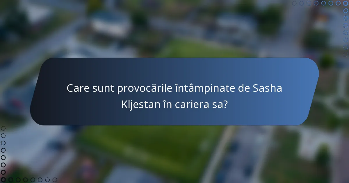 Care sunt provocările întâmpinate de Sasha Kljestan în cariera sa?